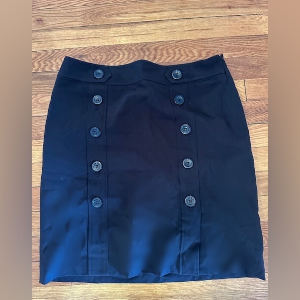 Ann Taylor Black Button-Accent Pencil Skirt